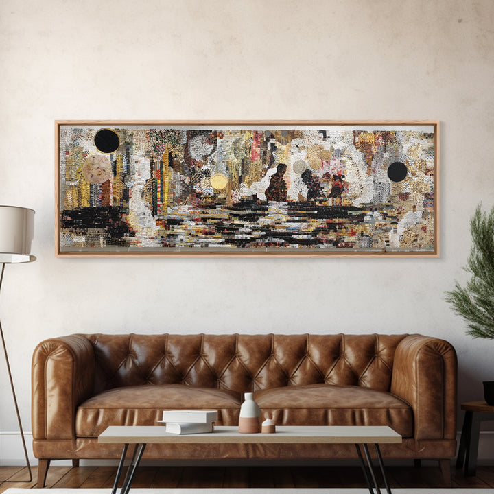Textured Black Figures Cityscape Wall Art, Abstract African Jazz Scene, Modern Canvas Print For Living Room Decor Gift Idea