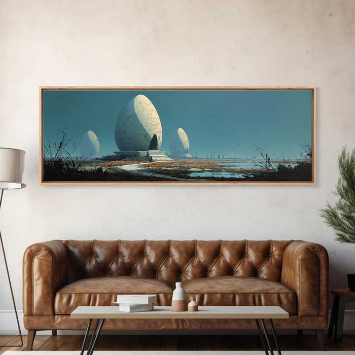 Surreal White Dome Landscape Wall Art, Sci Fi Canvas Print, Modern Wall Decor, Nature Scene Art, Unique Home Decor Gift, Poster