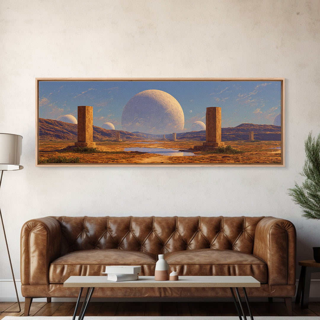 Desert Monolith Planet Canvas Print, Surreal Landscape Wall Art, Modern Canvas Art, Large Decor Art, Living Room Decor Gift