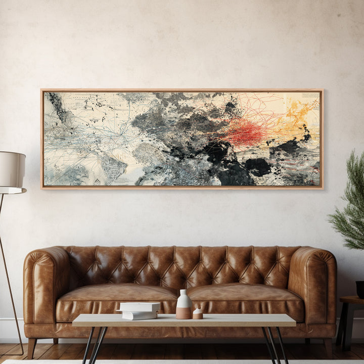 Beige Black Red Abstract Horizon Wall Art, Modern Canvas Art, Large Wall Art, Earth Tone Wall Decor, Statement Home Decor