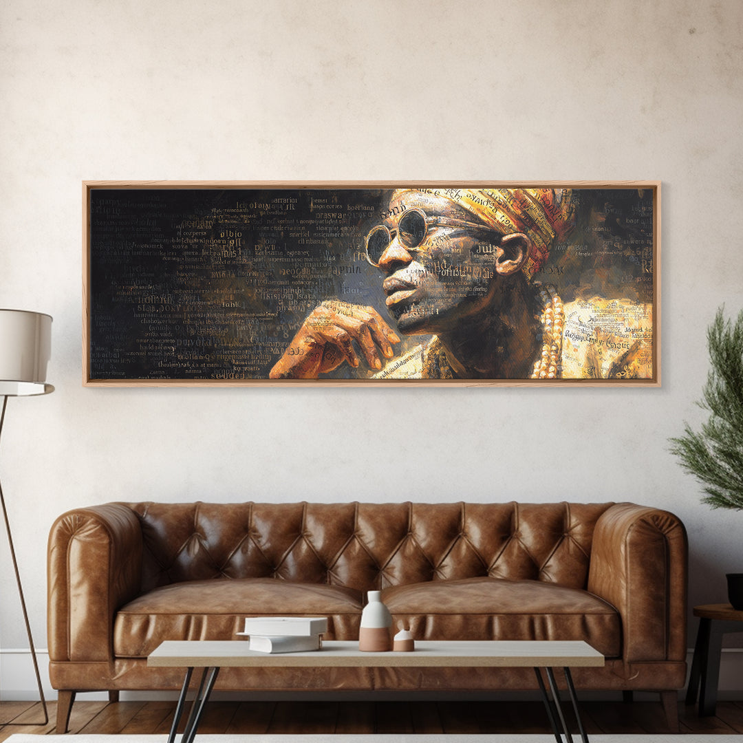 Regal Elder In Sunglasses And Headwrap Canvas Print, African Portrait, Black Wall Art, Afrocentric Decor, Cultural Gift For Home