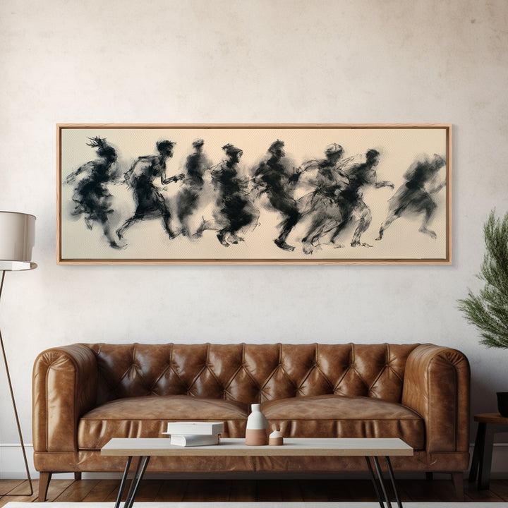 Running Silhouette Charcoal Study Wall Art, African Warrior Art, Abstract Black Art Print, Modern Office Decor, Statement Piece