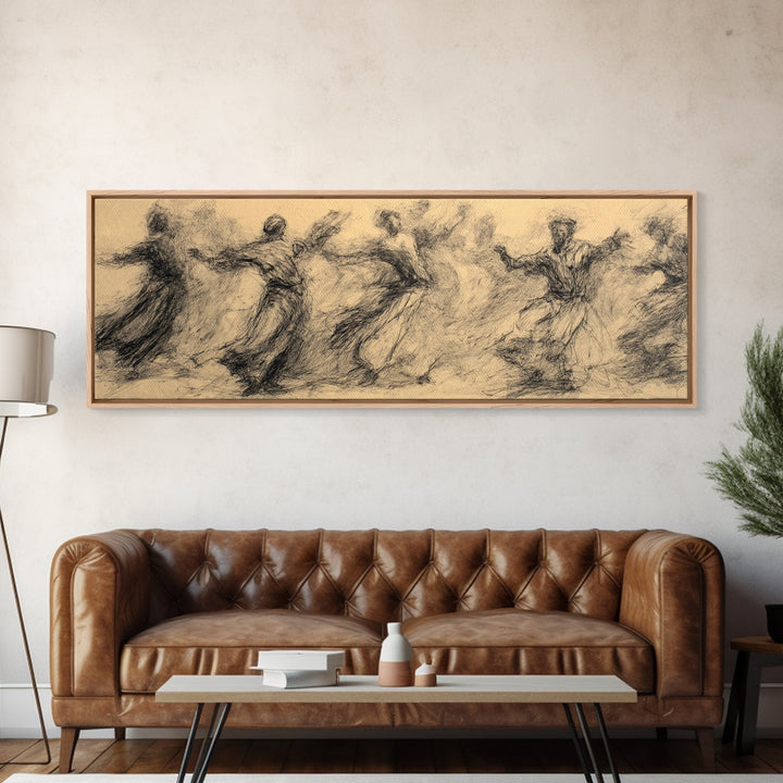 Flowing Traditional Dancers In Sepia Wall Art, African Women Art, Cultural Canvas Print, Boho Ethnic Home Decor Gift For Her