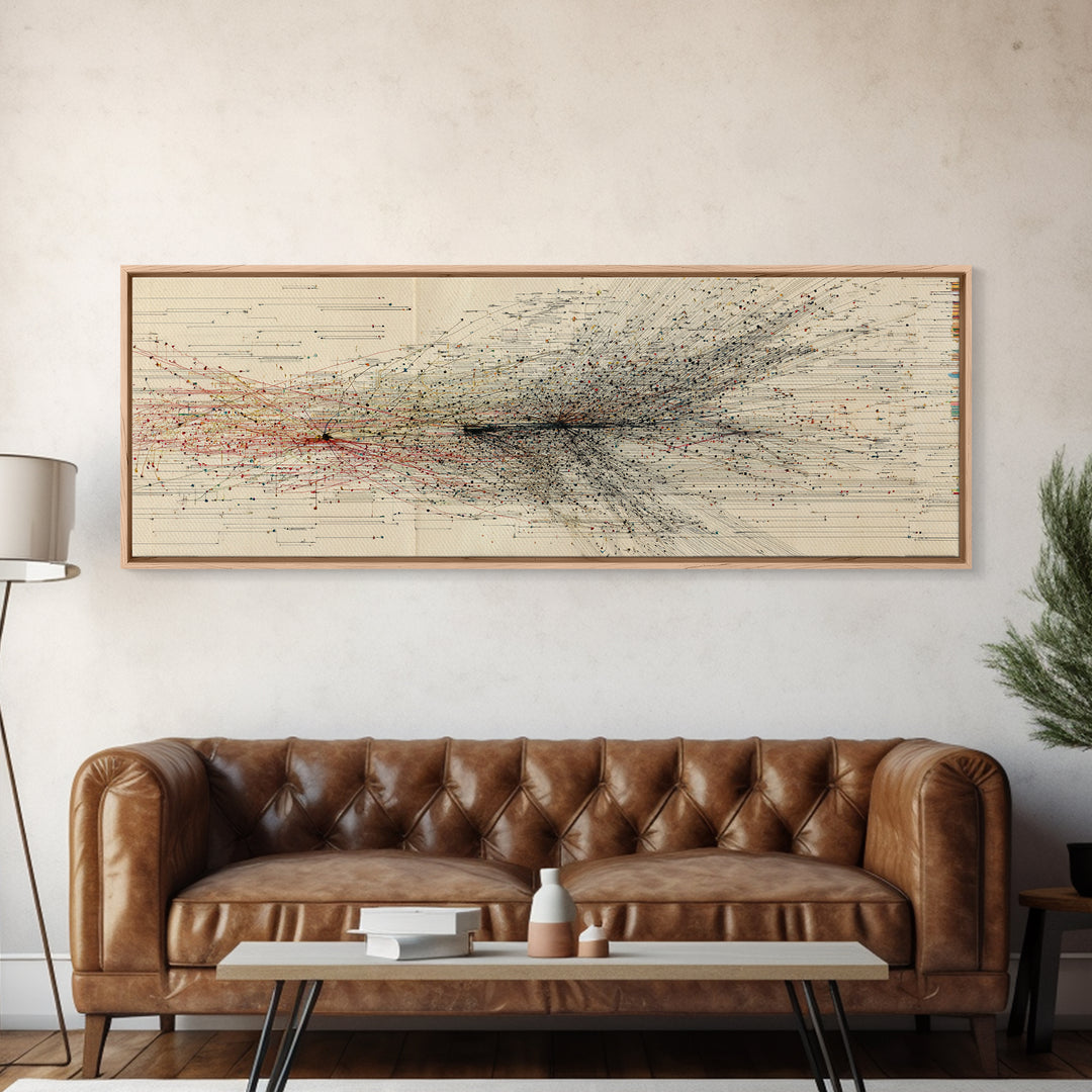 Abstract Migration Wall Art, Black And Red Particle Swarm, Minimalist Motion Drawing, Modern African Inspired Decor Canvas