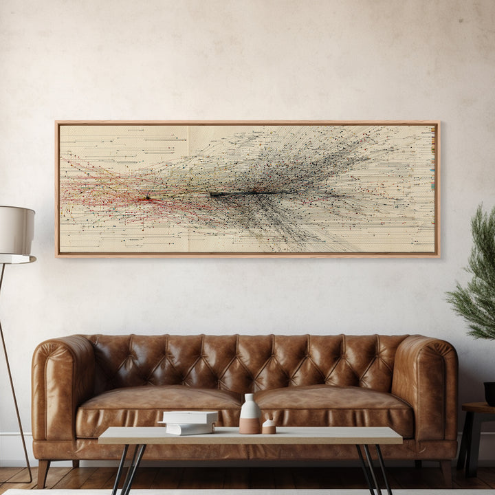 Abstract Migration Wall Art, Black And Red Particle Swarm, Minimalist Motion Drawing, Modern African Inspired Decor Canvas