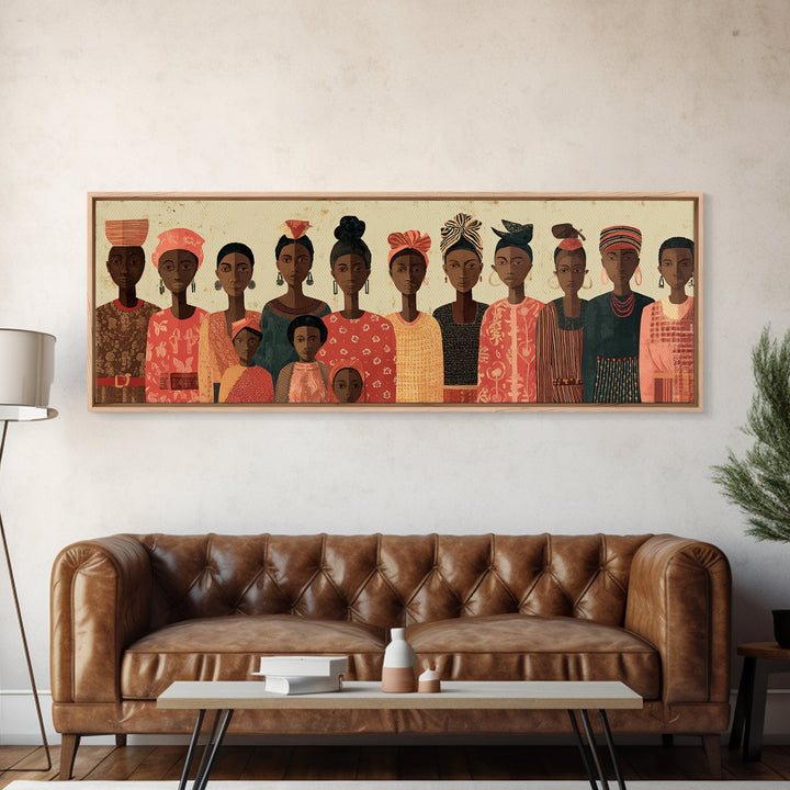 African Women Headwraps Canvas Print, Matriarch Family Portrait, Ankara Fashion Decor, Afrocentric Cultural Wall Art Gift