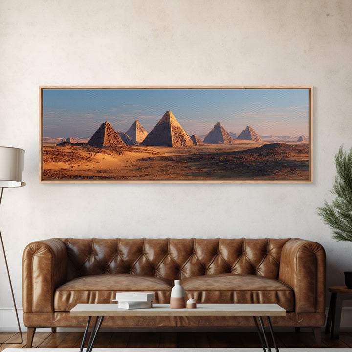 Golden Desert Pyramids At Dawn Canvas Print, African Egyptian Art, Ancient African Landscape, Safari Wall Decor Gift For Home