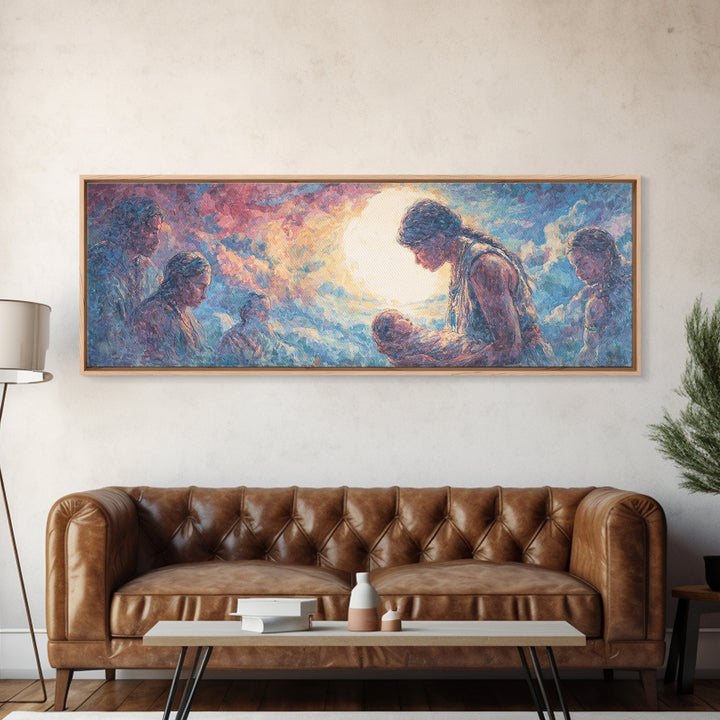 Tender Holy Family Nativity Wall Art, African American Art, Spiritual Black Family Portrait, Christian Home Decor Gift For Her