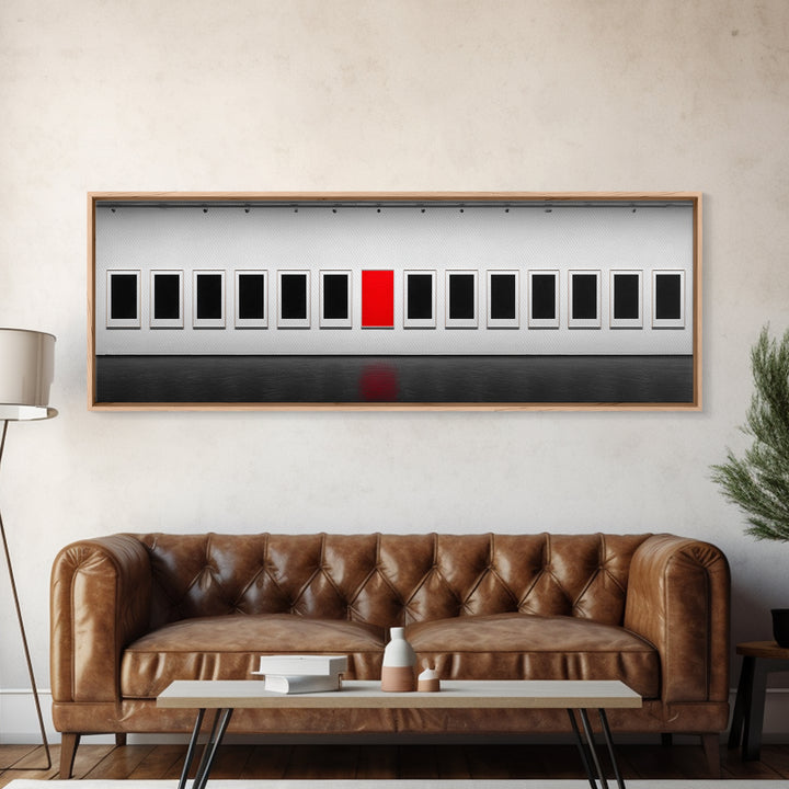 Red Frame Gallery Wall Art, Minimalist Museum Painting, Modern Abstract Wall Decor, Statement Piece For Living Room Home Decor Gift