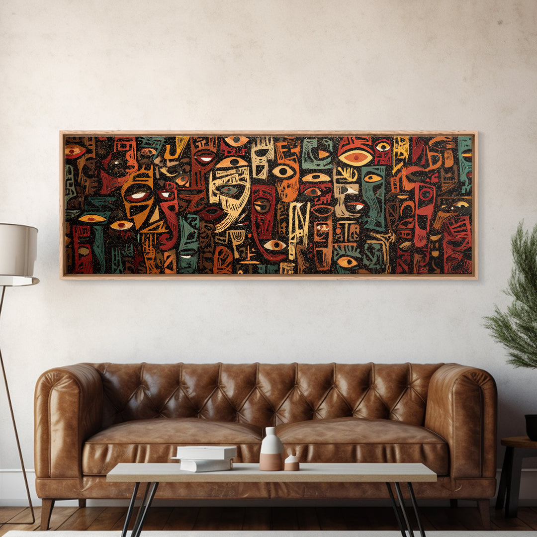 Abstract African Mask Canvas Print, Tribal Face Artwork, Afrocentric Wall Decor, Modern African Art For Bold Home Decor Gift