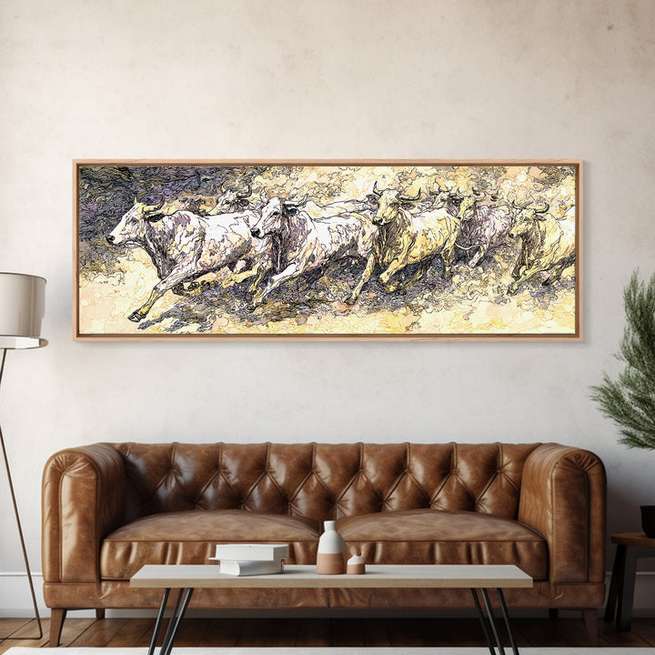 Galloping White Horses Canvas Print, Expressive Sketch Wall Art, Neutral Animal Artwork, Elegant Home Decor For Horse Lovers
