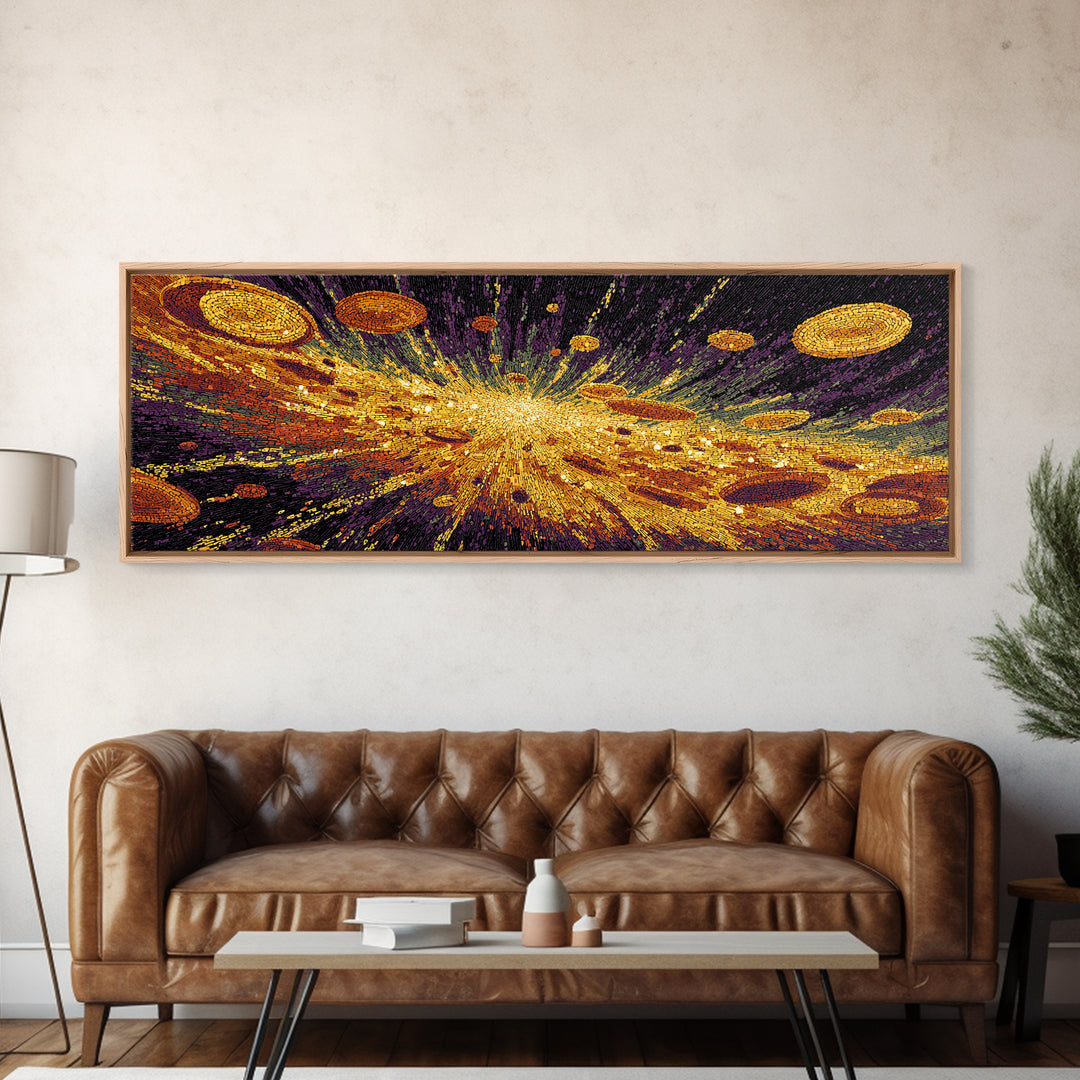 Golden Cosmic Burst Wall Art, Abstract Art, Black And Gold Art, Modern Wall Decor, Luxury Canvas Print, Statement Wall Decor