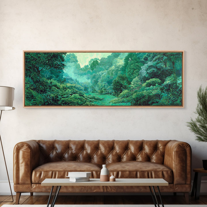 Misty Emerald African Rainforest Landscape Wall Art, Jungle African Safari Decor, Nature Scene Art, Green Living Room Decor