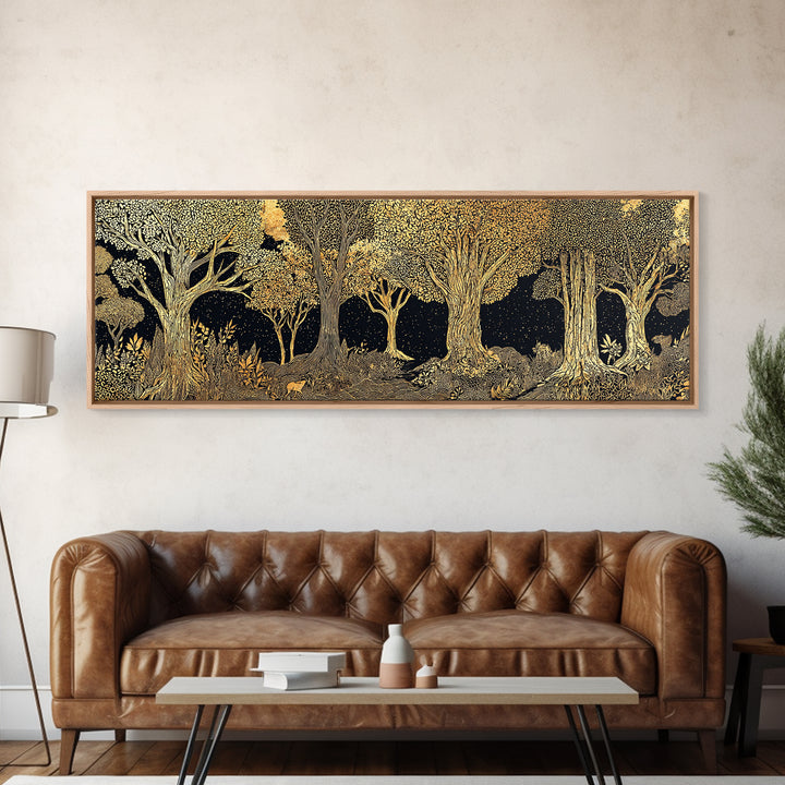 Black And Gold African Tree Forest Wall Art, Baobab Tree Print, Abstract African Art, Luxury Canvas Decor For Living Room
