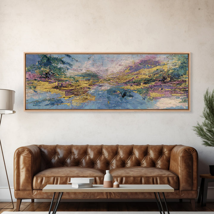 Pastel River Valley Abstract Landscape Wall Art, African Landscape, Modern Canvas Art, Earth Tone Wall Decor, Large Decor Art