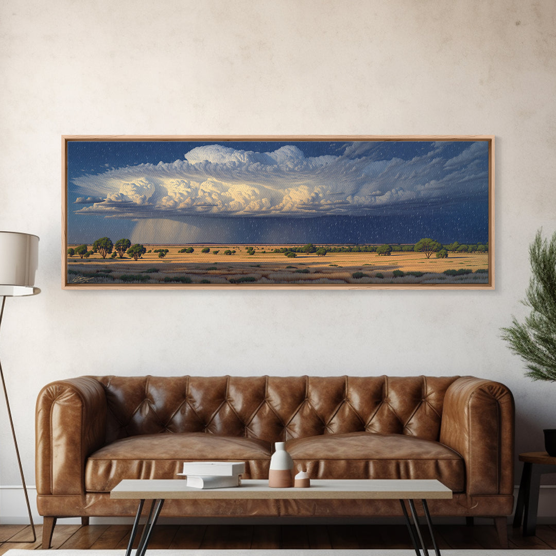 Savanna Storm Clouds With Acacia Trees Wall Art, African Safari Art, Serengeti Wall Art, Nature Scene Art, Living Room Decor