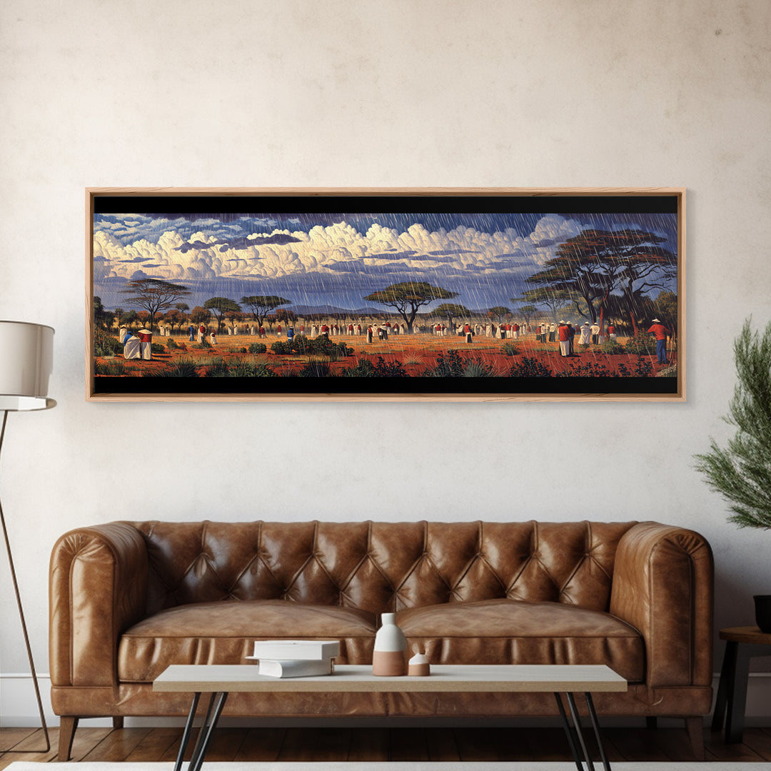 Rainy Acacia Plains Canvas Print, African Safari Landscape Wall Decor, Dramatic Cloud Art, Earth Tone Home Decor Gift For Him
