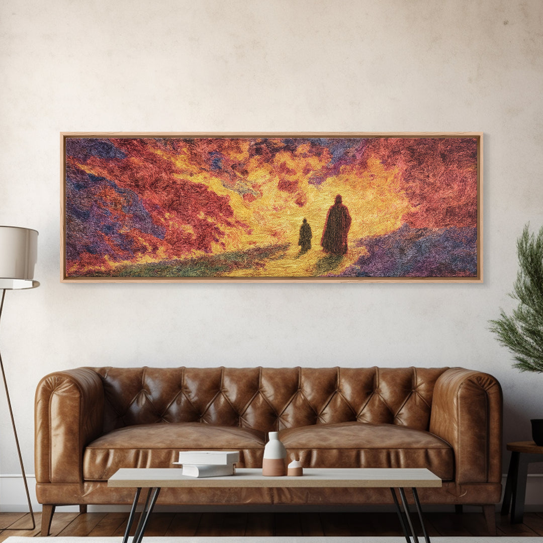 Fiery Abstract Journey Wall Art, African Inspired Orange Landscape, Dramatic Canvas Decor, Modern Statement Art Print Gift