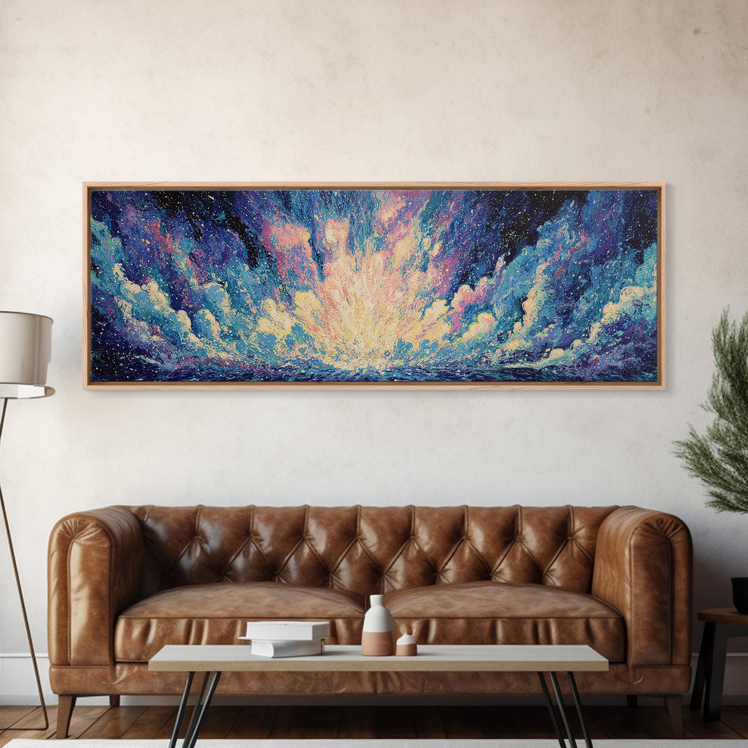 Cosmic Blue Ocean Sky Canvas Print, Abstract Wall Art, Dreamy Wall Art, Modern Canvas Art, Nature Scene Art, Bedroom Decor