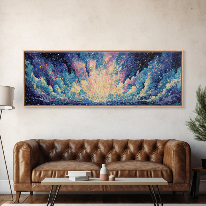 Cosmic Blue Ocean Sky Canvas Print, Abstract Wall Art, Dreamy Wall Art, Modern Canvas Art, Nature Scene Art, Bedroom Decor