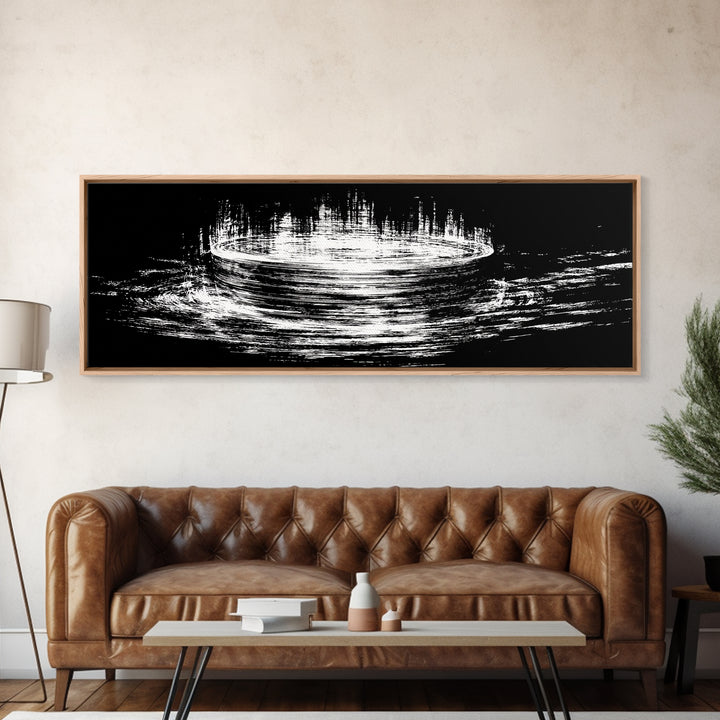 Black And White Lunar Water Ripple Wall Art, Minimalist Abstract Art, Modern Canvas Print, Meditation Room Decor, Dreamy Home Decor
