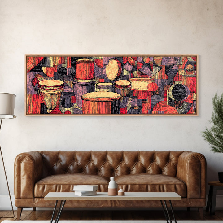 Vibrant African Drums And Tribal Percussion Wall Art, Afrocentric Music Decor, Cultural African Art Print For Living Room