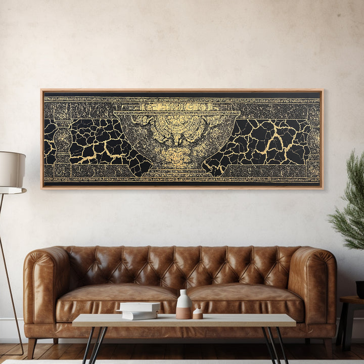 Black Gold Ancient Vessel Pattern Wall Art, Abstract Art, Luxury Canvas Art, Elegant Home Decor, Statement Wall Decor, Gift For Him