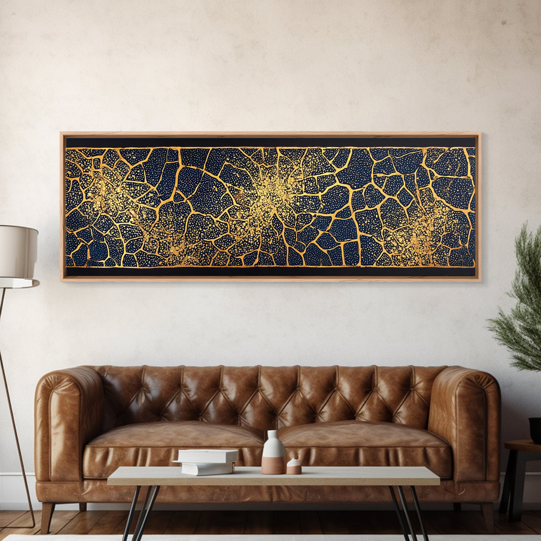 Black Gold Abstract Crackle Pattern Wall Art, African Abstract Canvas Print, Geometric Luxury Decor, Textured Art Print Gift