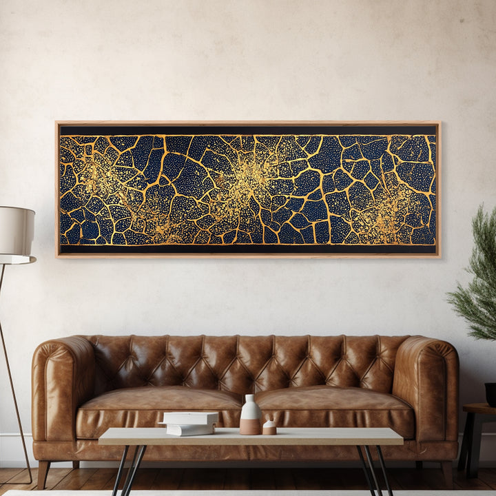 Black Gold Abstract Crackle Pattern Wall Art, African Abstract Canvas Print, Geometric Luxury Decor, Textured Art Print Gift