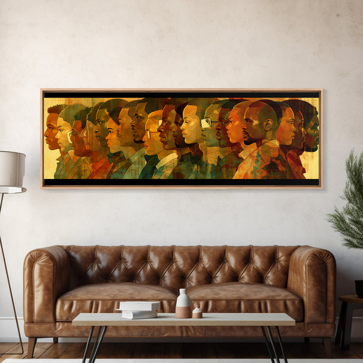 Panoramic African Diaspora Headphones Canvas Print, Modern Black People Art, Afrocentric Culture Wall Decor Gift For Music Lovers