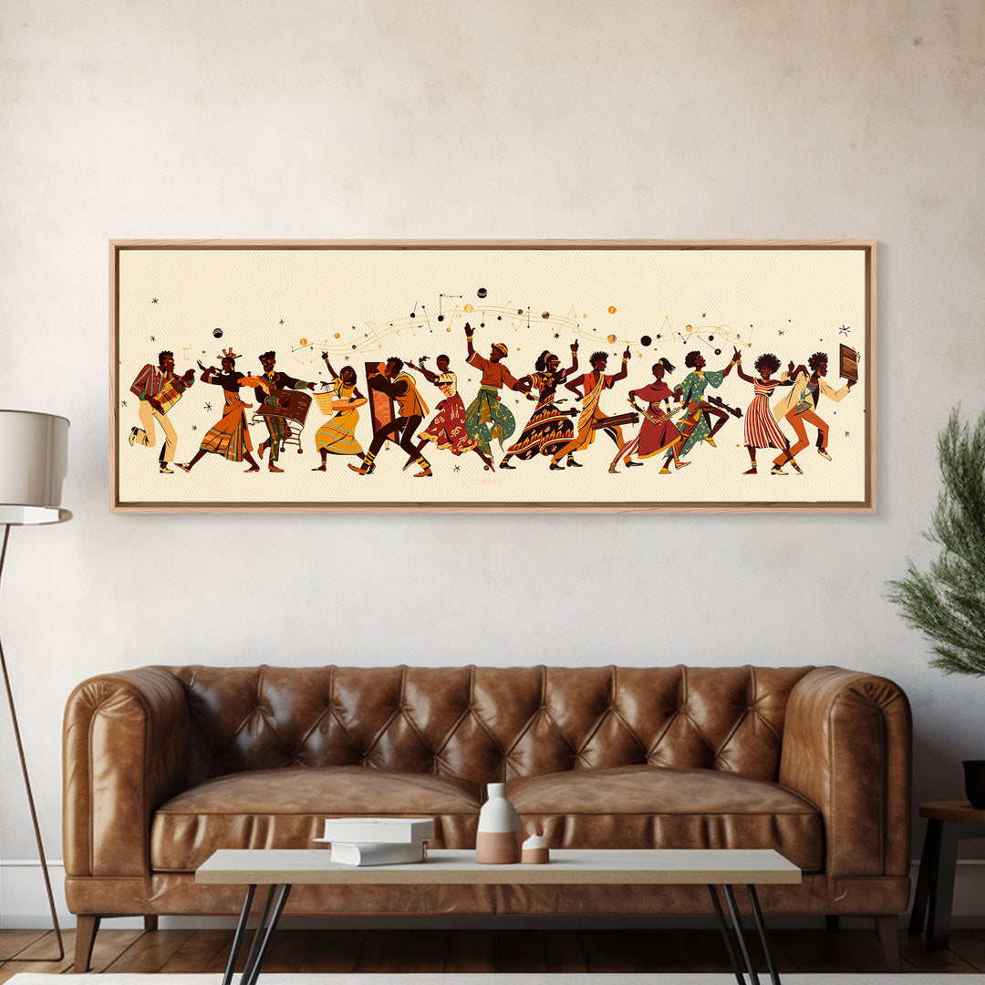 Joyful African Celebration Dancers Canvas Print, Afrocentric Wall Art, Black Women Art, Cultural Home Decor, Festive Gift