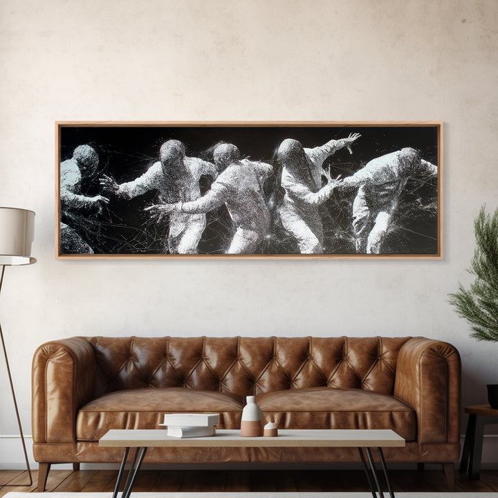 Black And White African Dancers In Dynamic Motion Wall Art, Abstract Canvas Print, Modern Cultural Statement Home Decor Gift