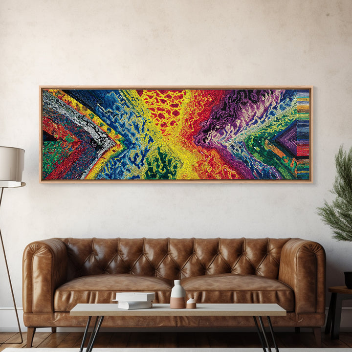 Explosive Rainbow Abstract Canvas Print, Textured African Inspired Landscape, Colorful Wall Art Decor, Modern Abstract Art