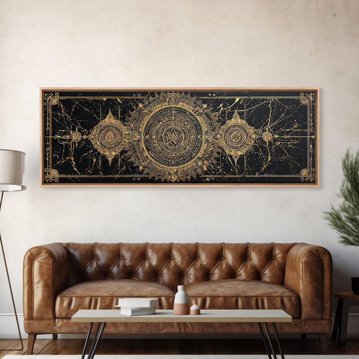 Black Gold Ornate Tribal Mandala Wall Art, African Inspired Geometric Canvas Decor, Luxury Art, Cultural Wall Decor Print