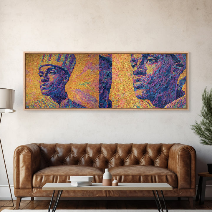 Textured African King And Warrior Portrait Wall Art, Afrocentric Black History Decor, Pan African Artwork, Cultural Gift
