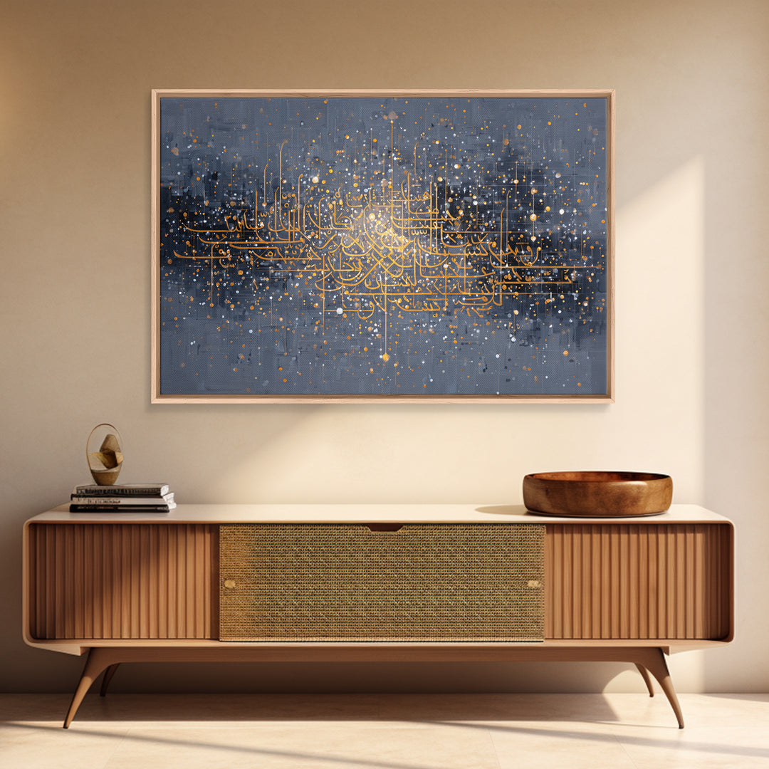 Gold Abstract Calligraphy On Gray Wall Art, Luxury Canvas Print, Spiritual Wall Decor, Black And Gold Art, Elegant Home Decor