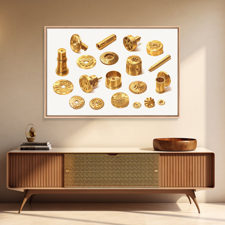Golden Ornate Brass Hardware Study Canvas Print, Black And Gold Art, Luxury Canvas Art, Unique Home Office Decor, Men Gift