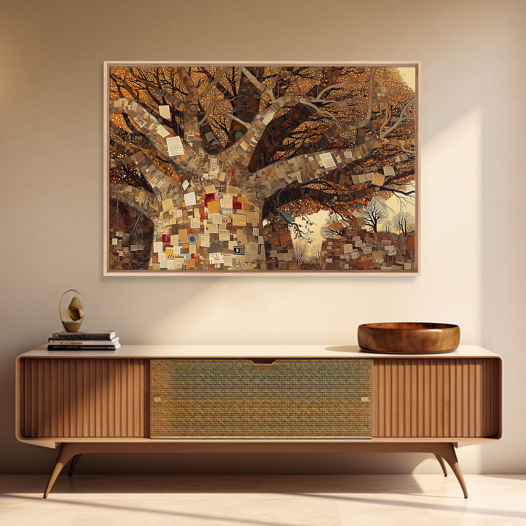 Baobab Tree Of Notes And Memories Wall Art, African Inspired, Mixed Media Canvas, Cultural Home Decor, Unique Wall Decor