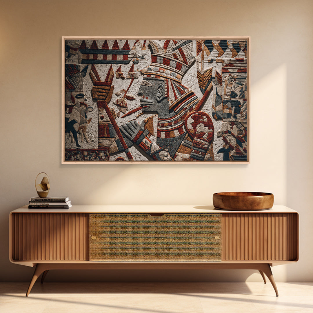 Ancient Egyptian Pharaoh Relief Wall Art, African Egyptian Art Print, Tribal Stone Texture, Cultural Home Decor Gift For Living Room