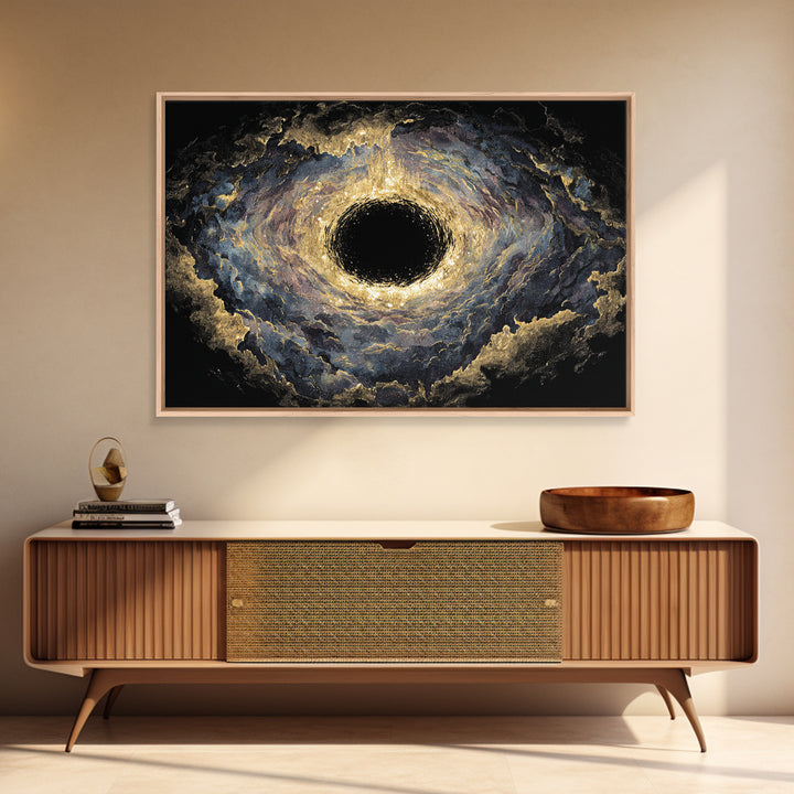 Golden Event Horizon Black Hole Canvas Print, Abstract Wall Art, Black And Gold Art, Luxury Canvas Art, Modern Home Decor