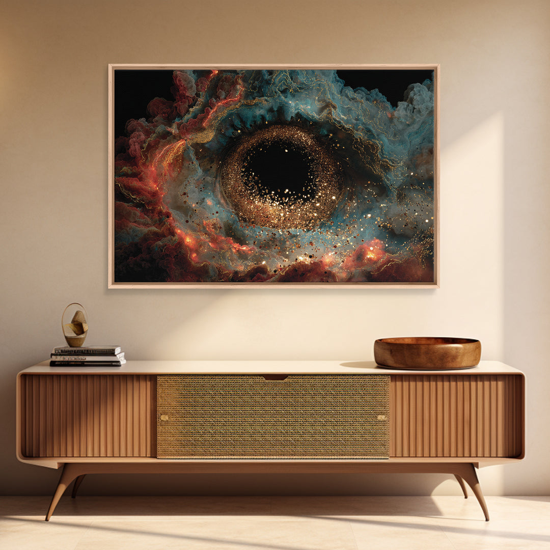 Colorful Nebula Black Hole Canvas Print, Dreamy Wall Art, Vibrant Abstract Art, Modern Canvas Art, Bold Unique Home Decor Gift
