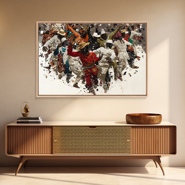 Joyful African Festival Dancers Wall Art, Afrocentric Celebration Canvas Print, Cultural Home Decor, Vibrant Black Artwork
