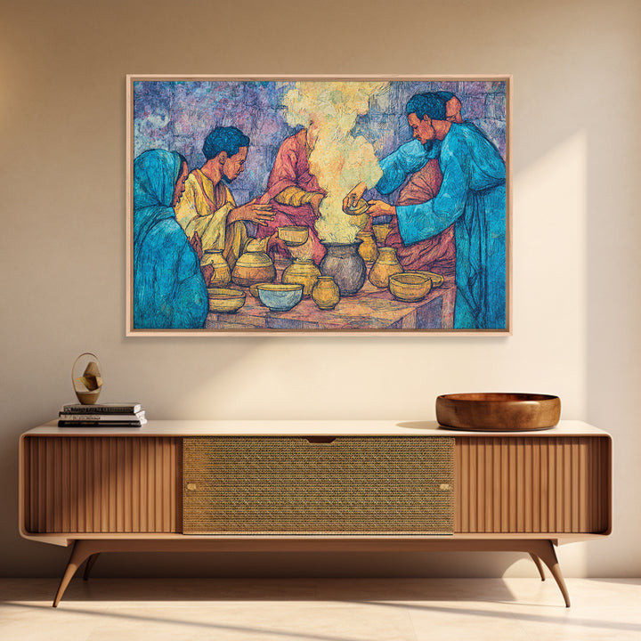 African Women Pottery Ritual Wall Art, Smoke Ceremony Painting, Cultural Kitchen Decor, Afrocentric Home Decor, Gift For Her