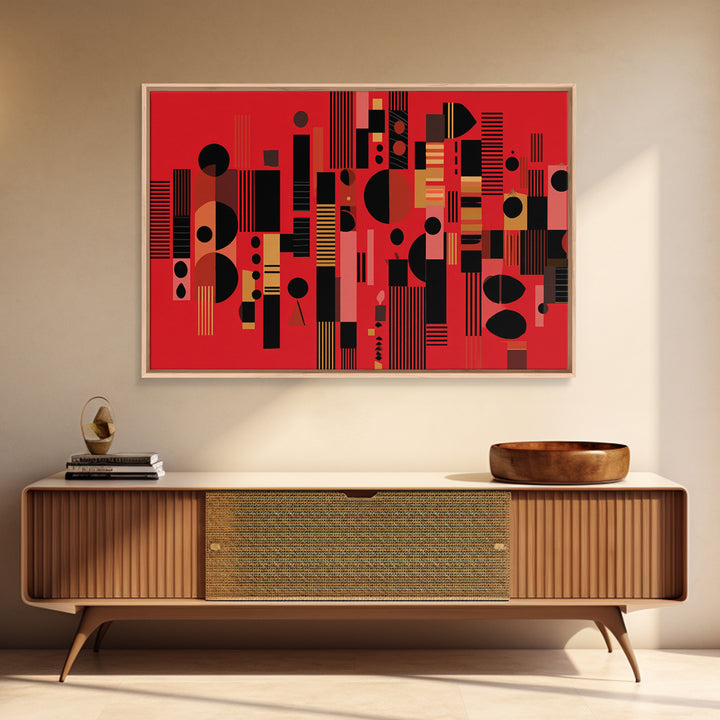 Red Black Geometric Abstract Wall Art, Modern African Art Print, Bold Urban Decor, Contemporary Canvas Print Statement Gift