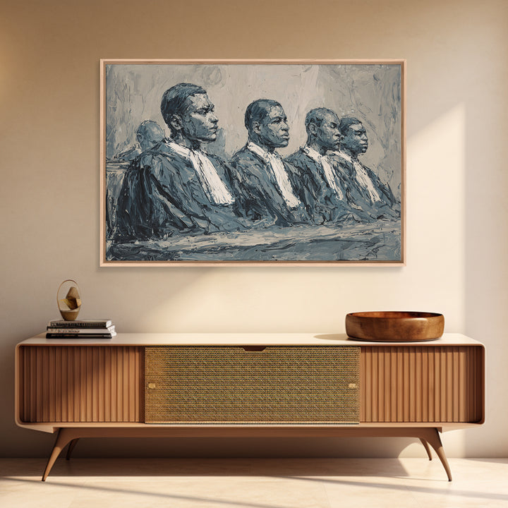 Distinguished Black Judges Framed Canvas Print, African American Art, Legal Portrait Wall Decor For Office And Study Room