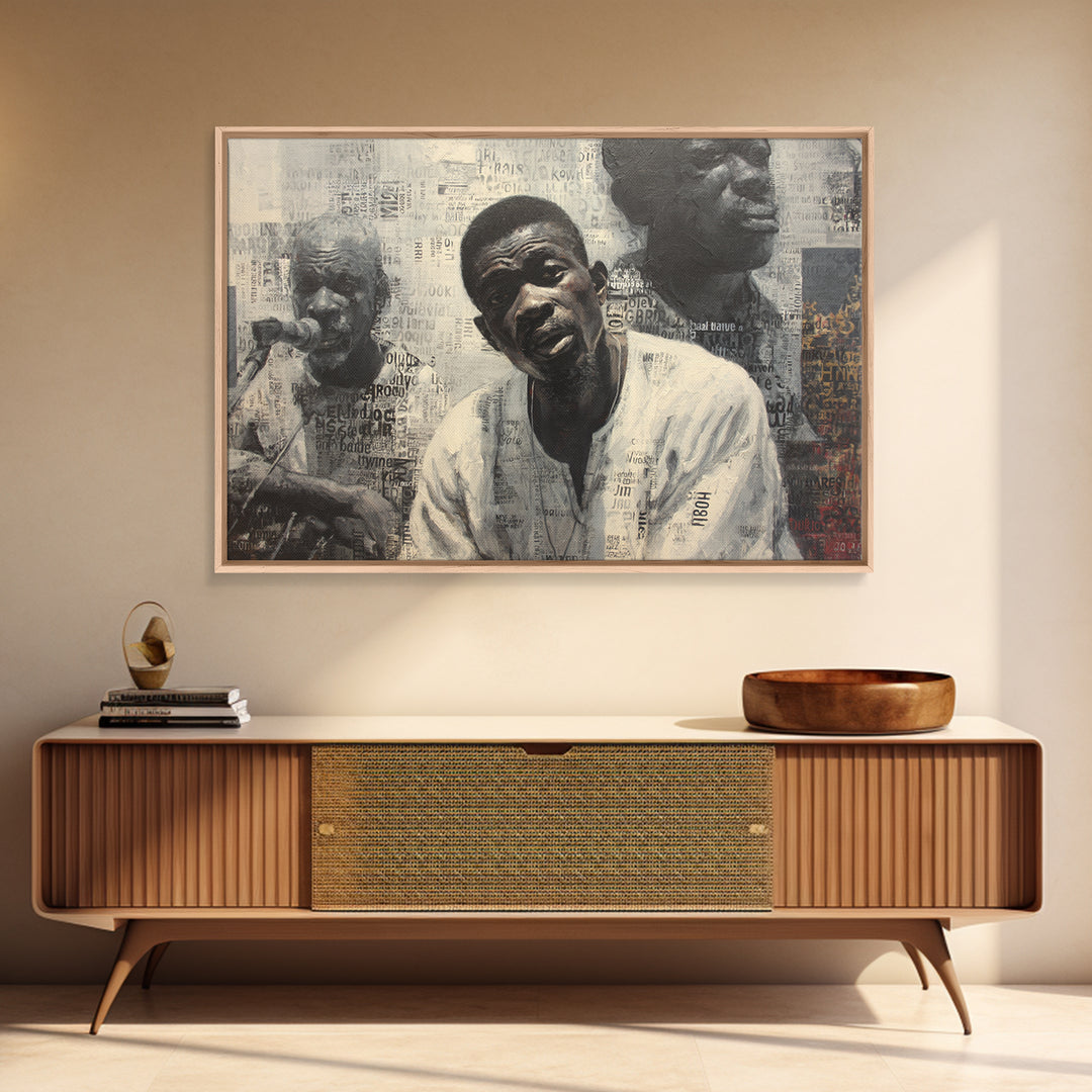 Textured Black Musicians Portrait Wall Art, African American Art Print, Black Culture Art, Modern Afrocentric Home Decor
