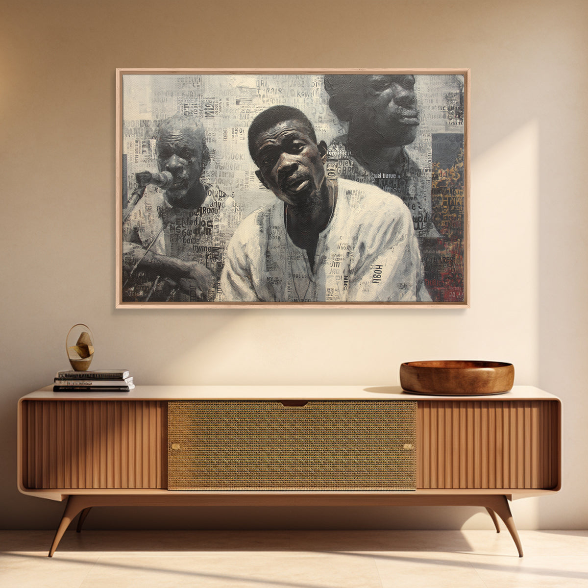 Textured Black Musicians Portrait Wall Art, African American Art Print, Black Culture Art, Modern Afrocentric Home Decor