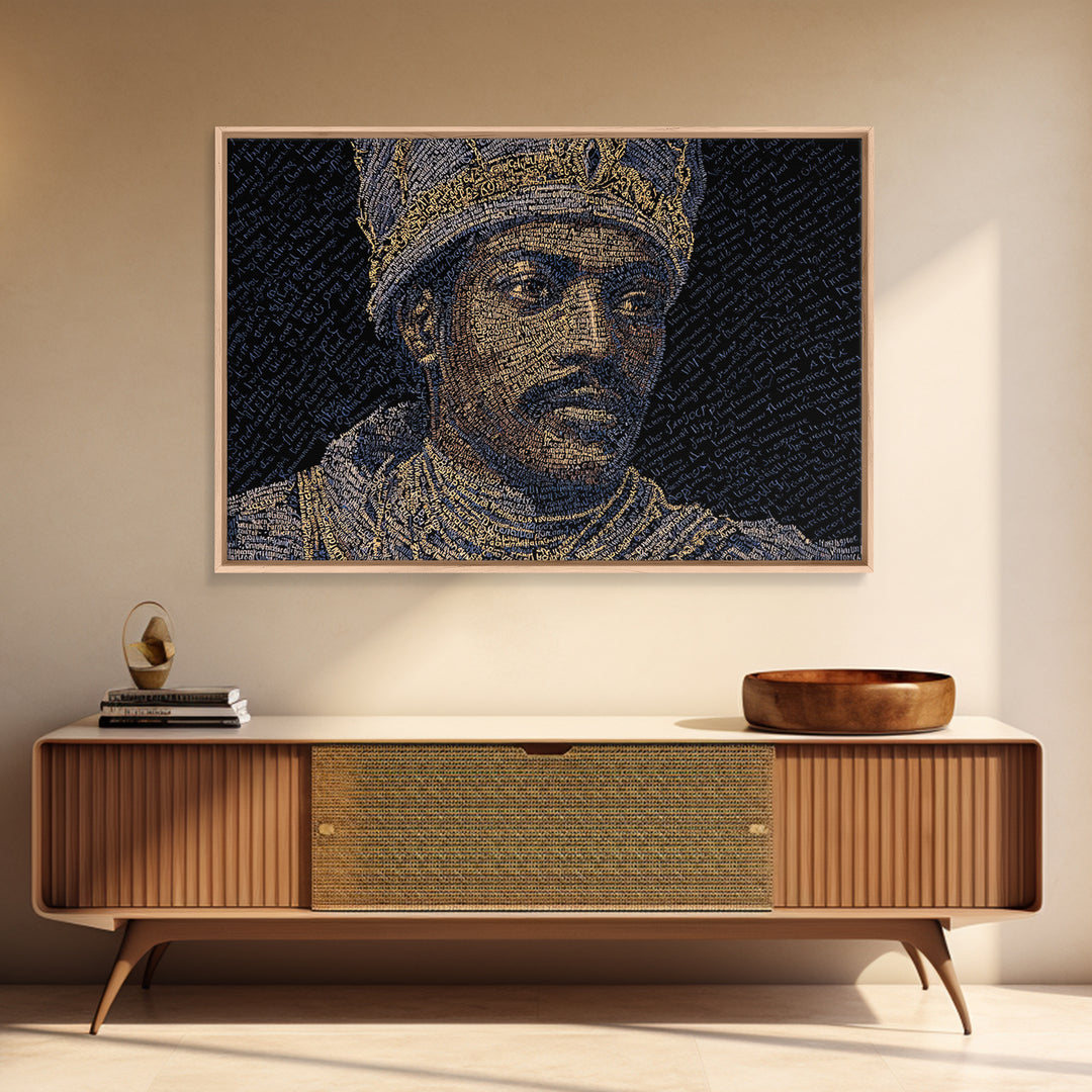Regal African King Portrait Canvas Print, Black Man Art, African American Art, Gold Jewelry Canvas, Afrocentric Wall Decor