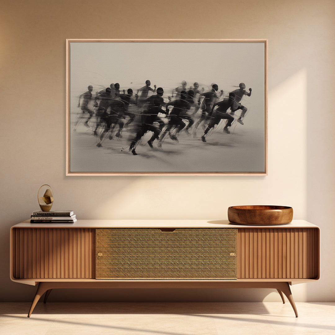 Sepia African Runners In Motion Canvas Print, Athletic Black Art, Modern African Art Decor, Dynamic Race Wall Decor Gift