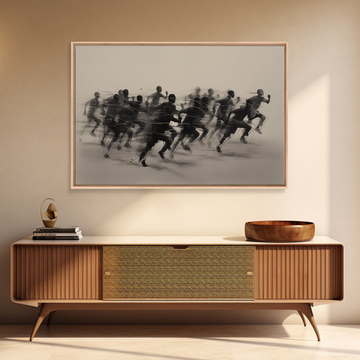 Sepia African Runners In Motion Canvas Print, Athletic Black Art, Modern African Art Decor, Dynamic Race Wall Decor Gift